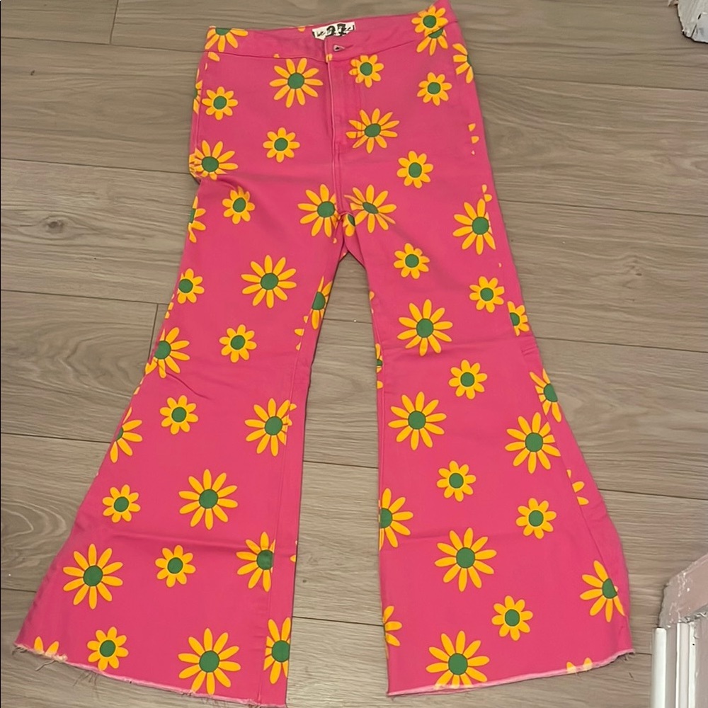 We The Free Pink and Yellow Casual Bottoms with Floral Design